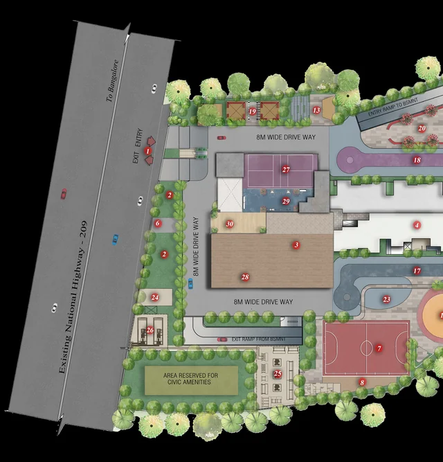 Bren Ananta master plan - two towers, Club Nirvana amenity block, and 75% open space